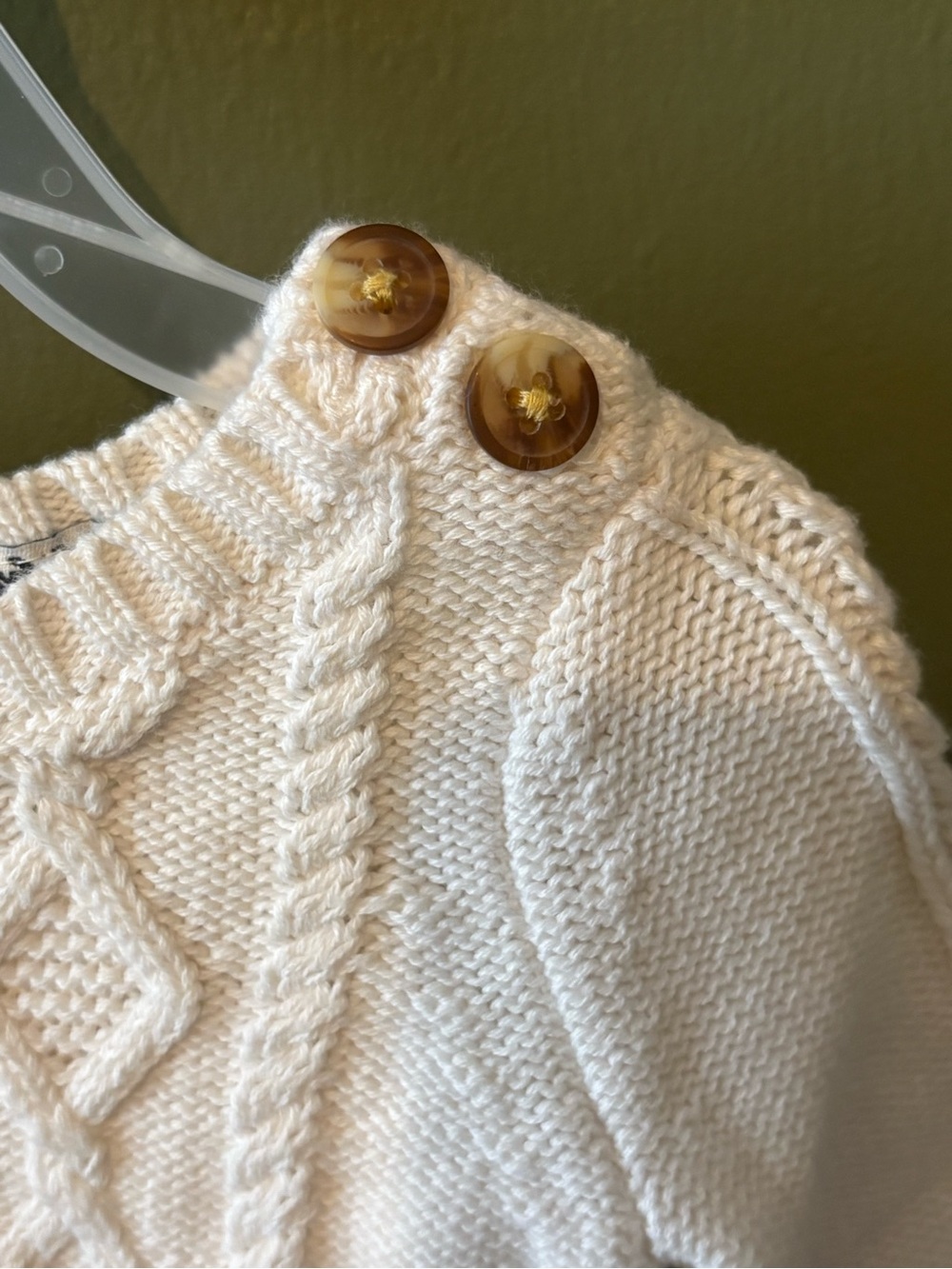 Carter's Cream Cable-Knit Button-Shoulder Sweater Set - Picture 4 of 7